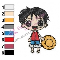 One Piece Baby Luffy Embroidery Design